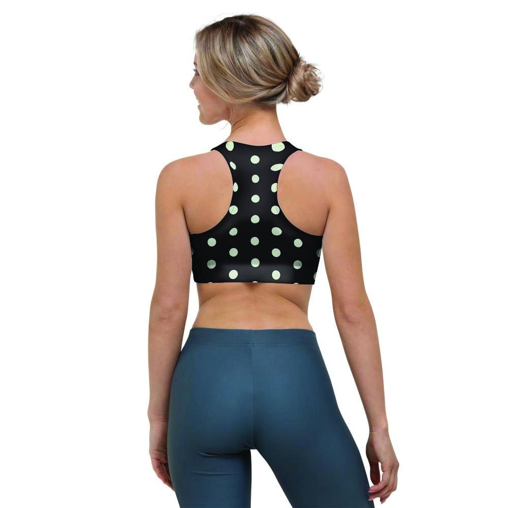 Black And White Polka Dot Sports Bra-grizzshop