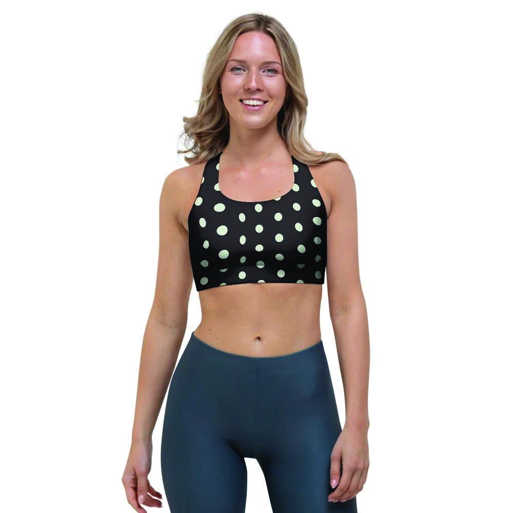 Black And White Polka Dot Sports Bra-grizzshop