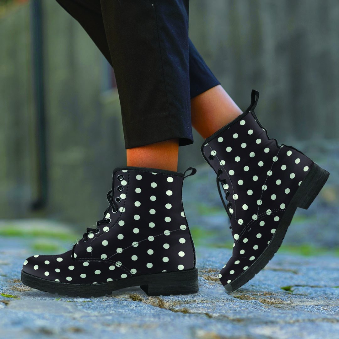 Black And White Polka Dot Women's Boots-grizzshop