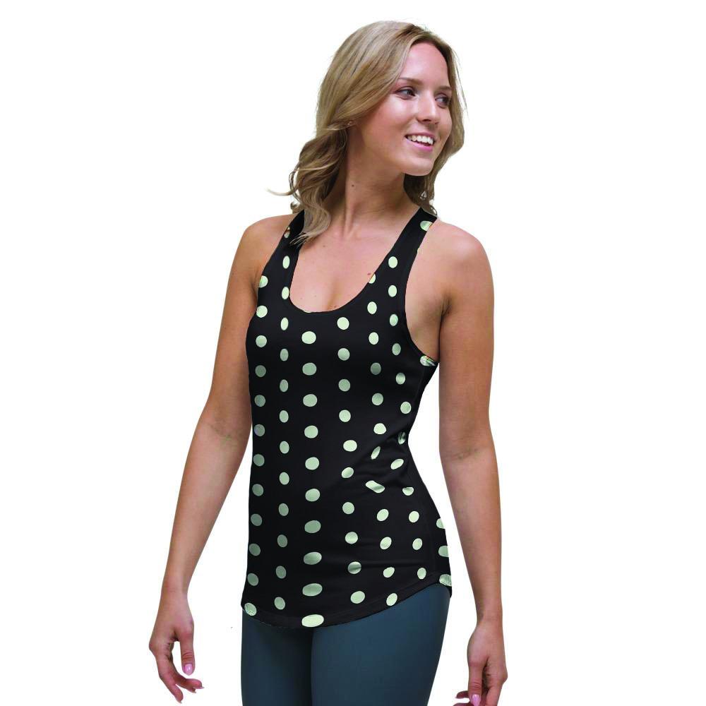 Black And White Polka Dot Women's Racerback Tank Top-grizzshop