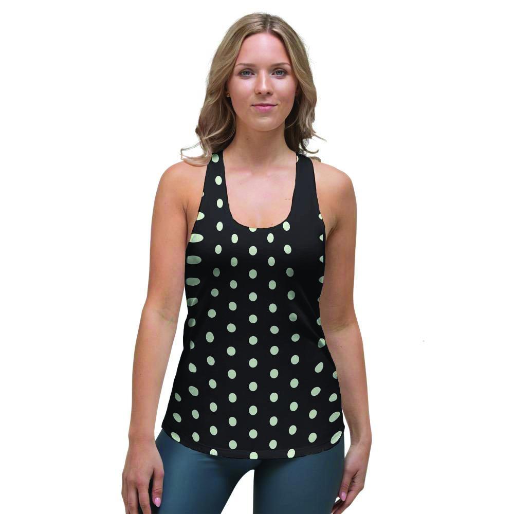 Black And White Polka Dot Women's Racerback Tank Top-grizzshop