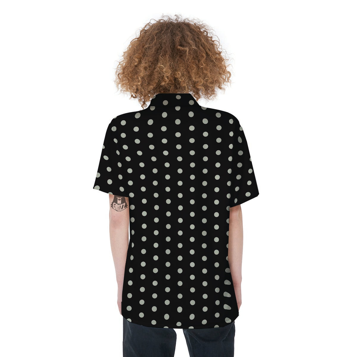 Black And White Polka Dot Women's Short Sleeve Shirts-grizzshop