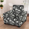 Black And White Rose Floral Skull Armchair Cover-grizzshop