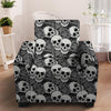 Black And White Rose Floral Skull Armchair Cover-grizzshop