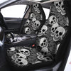 Black And White Rose Floral Skull Car Seat Covers-grizzshop