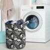 Black And White Rose Floral Skull Laundry Basket-grizzshop