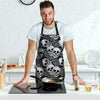 Black And White Rose Floral Skull Men's Apron-grizzshop