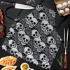 Black And White Rose Floral Skull Men's Apron-grizzshop