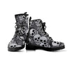 Black And White Rose Floral Skull Men's Boots-grizzshop