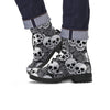 Black And White Rose Floral Skull Men's Boots-grizzshop