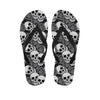 Black And White Rose Floral Skull Men's Flip Flops-grizzshop