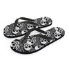 Black And White Rose Floral Skull Men's Flip Flops-grizzshop