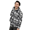 Black And White Rose Floral Skull Men's Hoodie-grizzshop