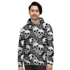 Black And White Rose Floral Skull Men's Hoodie-grizzshop