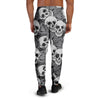 Black And White Rose Floral Skull Men's Joggers-grizzshop