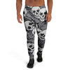 Black And White Rose Floral Skull Men's Joggers-grizzshop