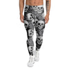 Black And White Rose Floral Skull Men's Leggings-grizzshop