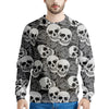 Black And White Rose Floral Skull Men's Sweatshirt-grizzshop