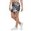 Black And White Rose Floral Skull Mini Skirt-grizzshop