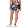 Black And White Rose Floral Skull Mini Skirt-grizzshop