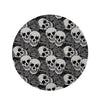 Black And White Rose Floral Skull Round Rug-grizzshop