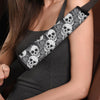 Black And White Rose Floral Skull Seat Belt Cover-grizzshop