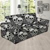 Black And White Rose Floral Skull Sofa Cover-grizzshop