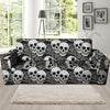 Black And White Rose Floral Skull Sofa Cover-grizzshop