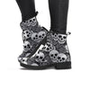 Black And White Rose Floral Skull Women's Boots-grizzshop