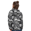 Black And White Rose Floral Skull Women's Hoodie-grizzshop