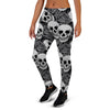 Black And White Rose Floral Skull Women's Joggers-grizzshop