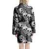 Black And White Rose Floral Skull Women's Robe-grizzshop