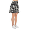 Black And White Rose Floral Skull Women's Skirt-grizzshop