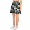 Black And White Rose Floral Skull Women's Skirt-grizzshop