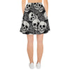 Black And White Rose Floral Skull Women's Skirt-grizzshop