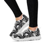 Black And White Rose Floral Skull Women's Sneakers-grizzshop