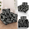 Black And White Rose Flower Armchair Cover-grizzshop