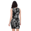 Black And White Rose Flower Bodycon Dress-grizzshop