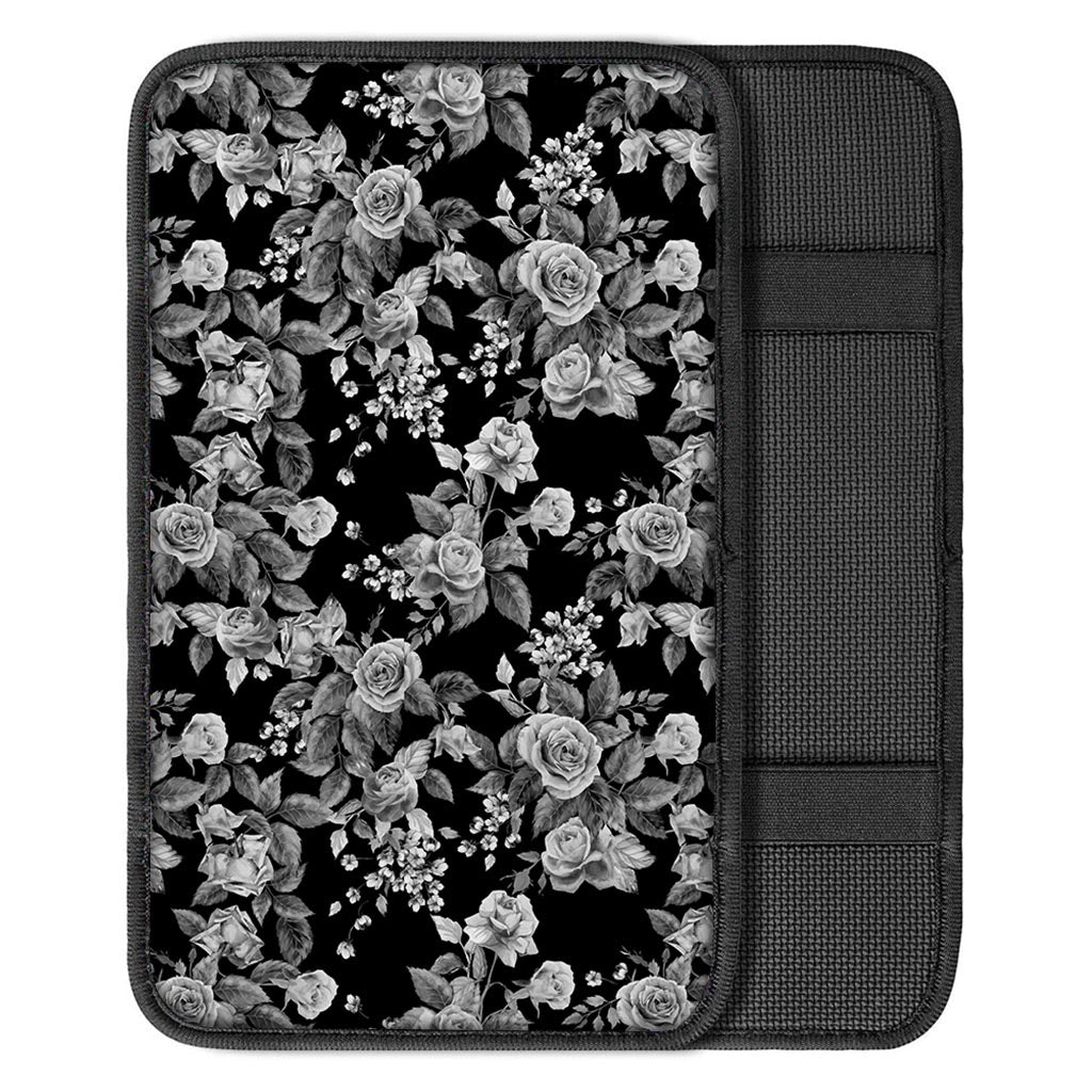 Black And White Rose Flower Car Console Cover-grizzshop