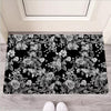 Black And White Rose Flower Door Mat-grizzshop