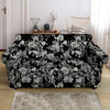 Black And White Rose Flower Loveseat Cover-grizzshop