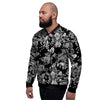 Black And White Rose Flower Men's Bomber Jacket-grizzshop