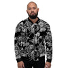 Black And White Rose Flower Men's Bomber Jacket-grizzshop