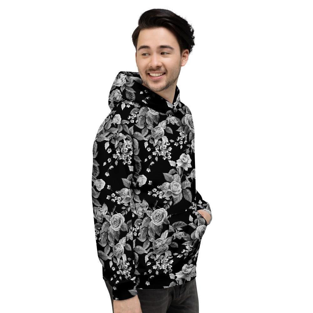 Black And White Rose Flower Men's Hoodie-grizzshop