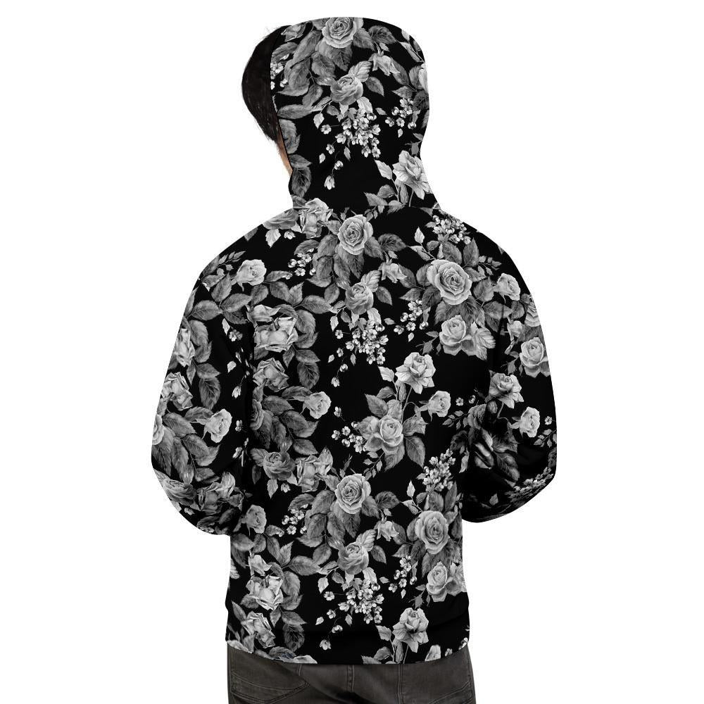 Black And White Rose Flower Men's Hoodie-grizzshop