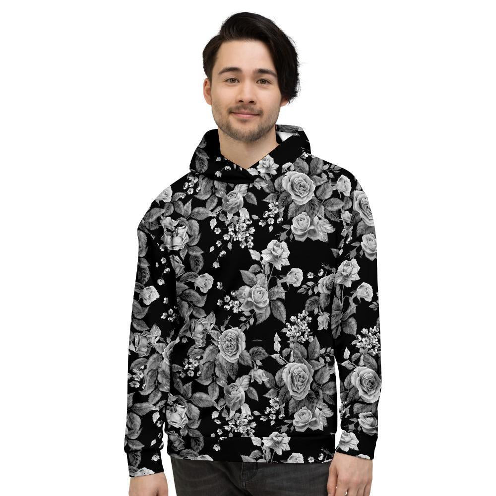 Black And White Rose Flower Men's Hoodie-grizzshop