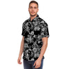 Black And White Rose Flower Men's Short Sleeve Shirt-grizzshop