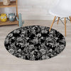Black And White Rose Flower Round Rug-grizzshop