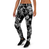 Black And White Rose Flower Women's Joggers-grizzshop