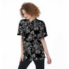 Black And White Rose Flower Women's Short Sleeve Shirts-grizzshop